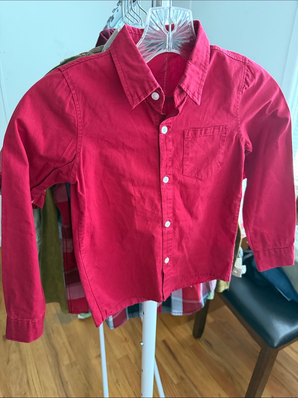 Boys' Red Long-Sleeve Button-Down Shirt